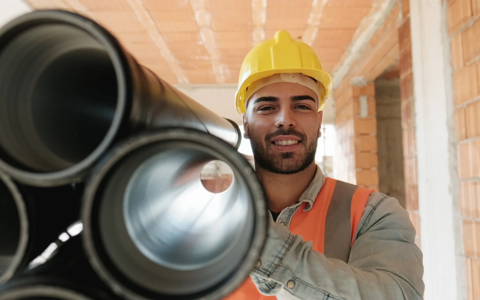 Construction worker representing a utility technology implementation transformation